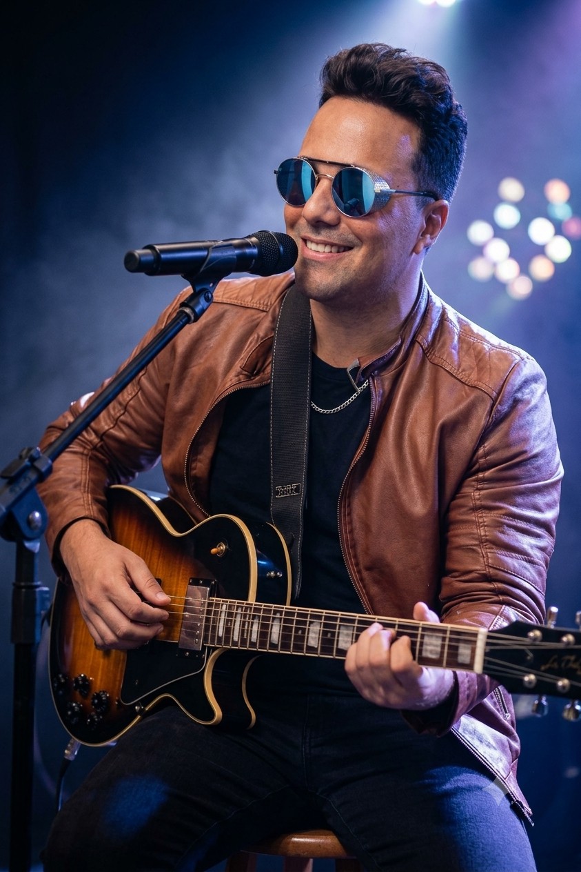 Rick Silveira tocando guitarra ao vivo